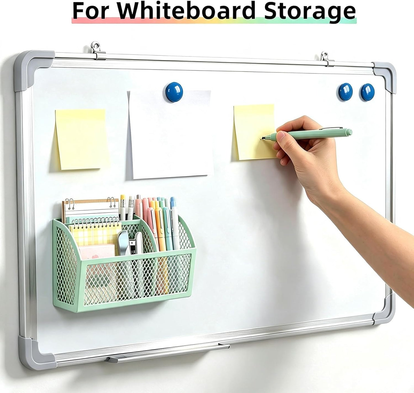 Magnetic Pencil Holder, Magnetic Organizer for Locker Accessories, Black | Mesh Marker Holder with Strong Magnets and 3 Compartments for Whiteboards Refrigerators and Magnetic Lockers