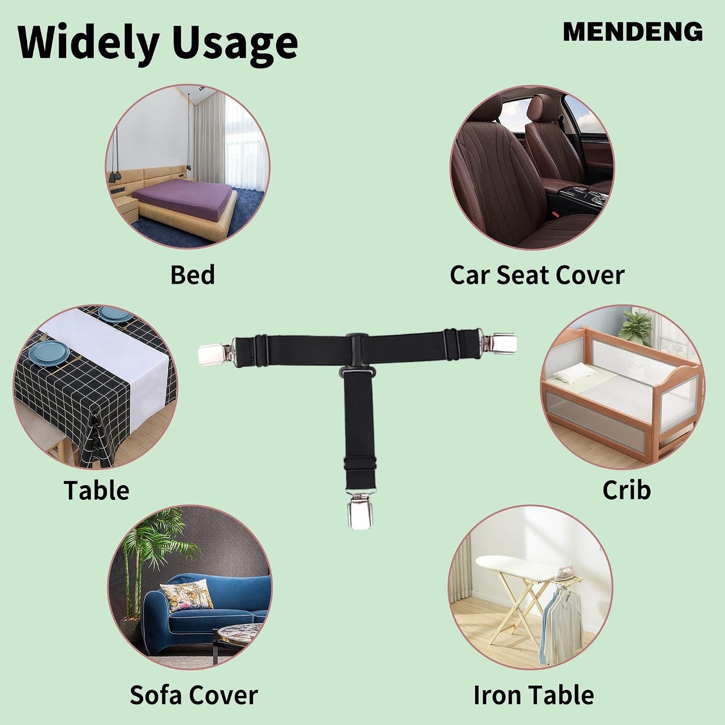 MENDENG Sheet Straps Fitted Sheet Clips Holder Surspeners Keep Sheets in Place Bed Sheet Fasteners Gripper Black 4P