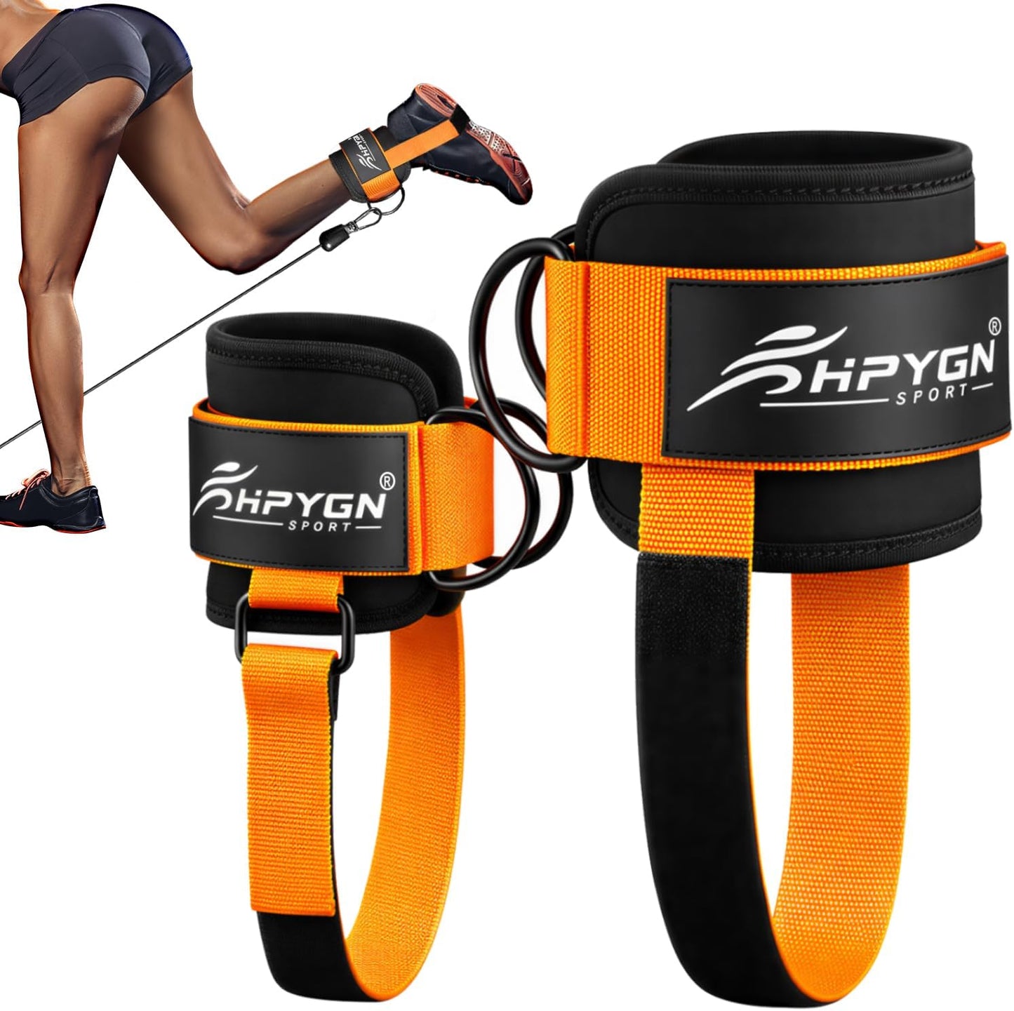 HPYGN Ankle Strap for Cable Machine, Padded Ankle Straps for Cable Machine Kickbacks, Glute Workouts, Leg Extensions, Curls, Booty Hip Abductors Exercise, Adjustable Comfort Ankle Cuff for Gym