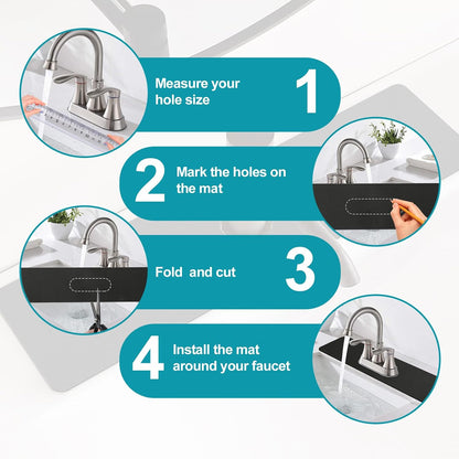 Customizable Kitchen Sink Faucet Mat: 30"Lx5.5"W Absorbent Splash Guard | Non-slip Fabric Rubber Mat, Cut to Fit Oval Rectangle Square Faucet & 2,3,4 Holes Irregular Sink with Soap Dispenser Air Gap