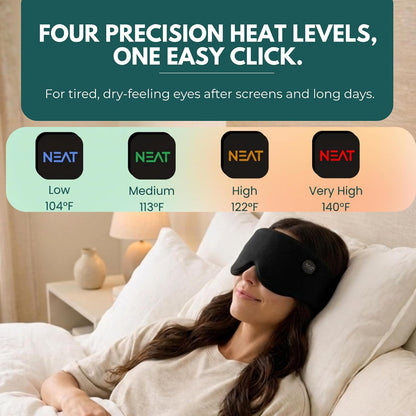 Heated Eye Mask – Cordless Electric Warm Eye Compress for Dry Eyes, Stye & Eye Strain Relief – 4 Heat Settings, Rechargeable, Light-Blocking, Blackout, Washable Cover (Ocean Stone)