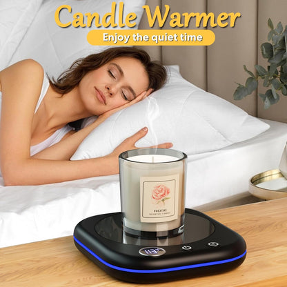 Mug Warmer Upgraded,Coffee Mug Warmer for Desk LEDs Light 3 Temp Settings (113-167°F) 1-12H Timer 4 H Auto Shut Off Beverage Cup Candle Warmer for Coffee Tea Milk(Wood Grain)