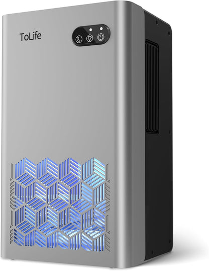 ToLife Dehumidifier for Home, 1000 sq.ft Dehumidifiers for Bedroom Bathroom Basement with 95 OZ Water Tank, Auto Shut Off 7 Colors LED Light, White Black