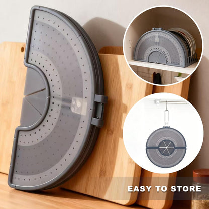 Foldable Splatter Screen with Handle for 10-13" Pans, Silicone, BPA-Free, | Heat-Resistant Grip,Space Saving Fry Pan Cover for Mess-Free Cooking,Dishwasher Safe