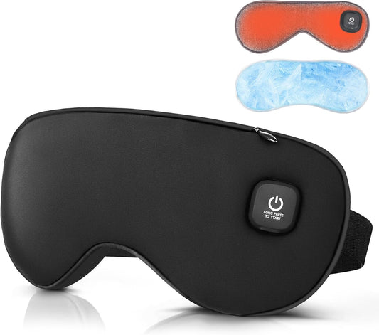 Heated Eye Mask for Dry Eyes, Cordless Warm Eye Compress, Heat and Cooling