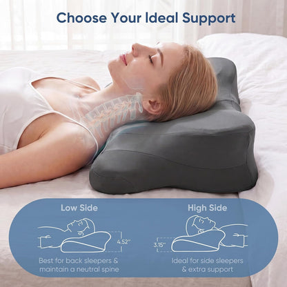 Sweetcrispy Cervical Pillow for Neck Pain Relief, Cooling Memory Foam