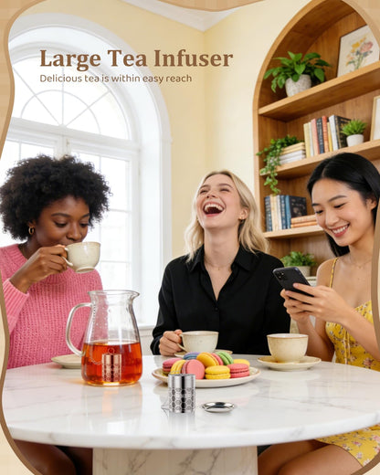 House Again Tea Infusers, Extra Fine Mesh Tea Strainers for Loose Tea, Updated Slim Threaded Lid & 304 Stainless Steel, Filter Bags Diffusers, Loose Leaf Tea Steeper for Brew Tea Spices & Seasonings