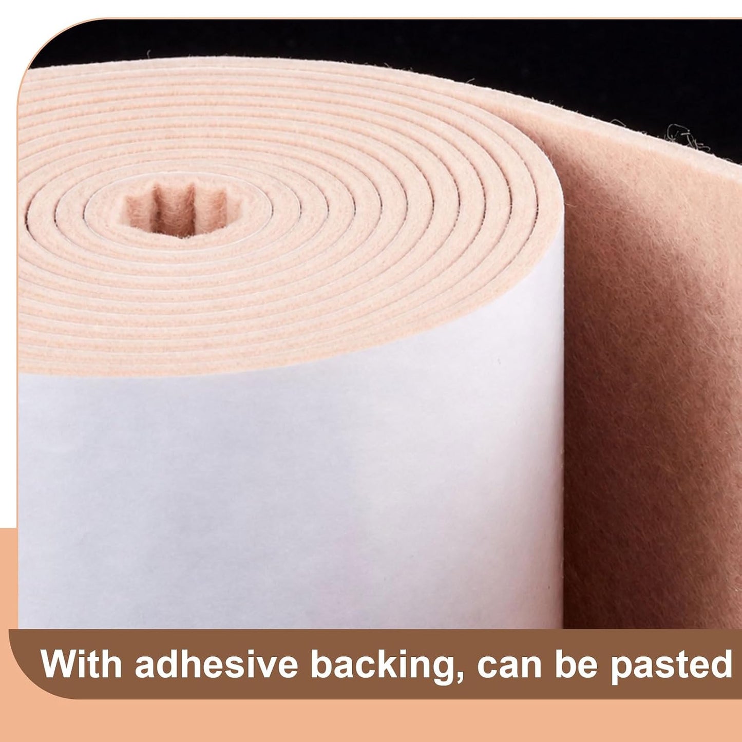 Jecery Adhesive Felt Roll, 1/4" X 6" X 1.25 Yard, Beige | Self-adhesive Padding for Foot Support, Pressure Relief, Furniture Protection, Splint Lining Cushion
