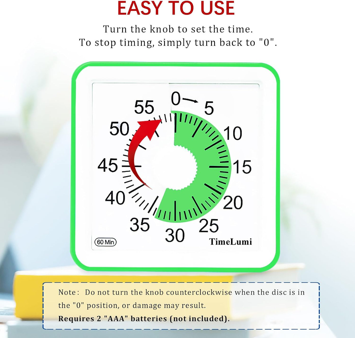 60-Minute Visual Timer for Kids, Time Management Tool Study Classroom Timer, Home Edition Silent Countdown Timer for Toddler, Teachers and Adults (Green)