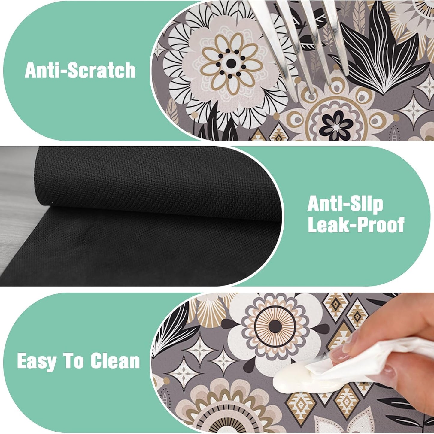 Kitchen Sink Splash Guard Faucet Mat 24" X 5.5" Tropical Leavesl Absorbent Fast Drying Mat Faucet Draining Mat Sink Splash Guard Behind Faucet Drip Catcher for Kitchen Bathroom