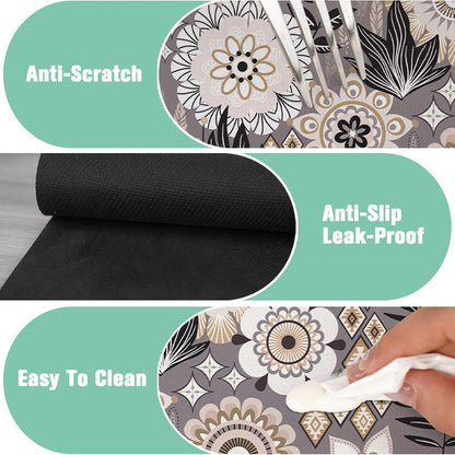 Kitchen Sink Splash Guard Faucet Mat 24" X 5.5" Tropical Leavesl Absorbent Fast Drying Mat Faucet Draining Mat Sink Splash Guard Behind Faucet Drip Catcher for Kitchen Bathroom