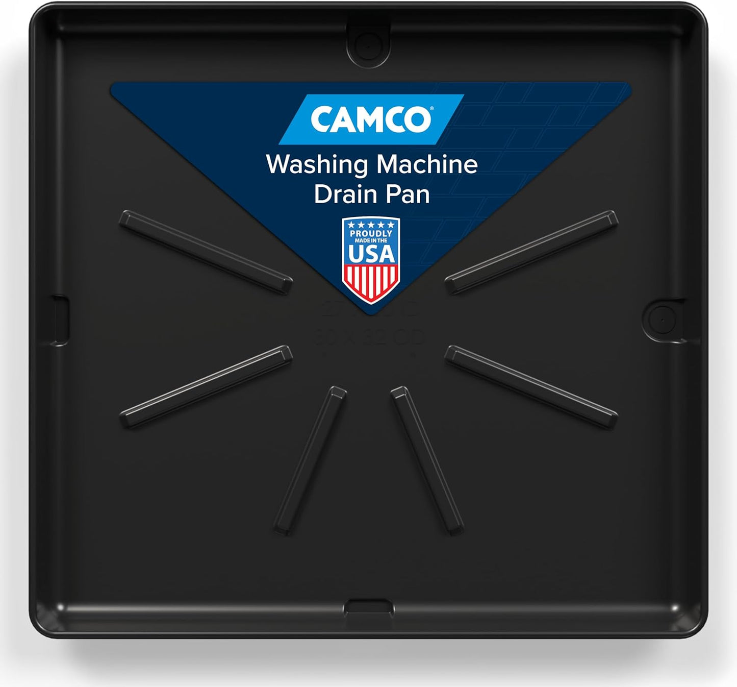 Camco Low Profile Washing Machine Drain Pan with PVC Fitting, 29 inch x 33 inch ID and 31 inch x 35 inch OD - Protects Your Floors from Washing Machine Leaks - Easy to Use - Pewter - 20788