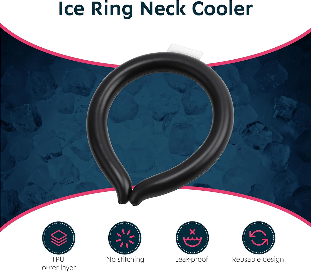 Magic Gel Neck Cooling Tube - Cooling Neck Ring - Reusable Ice Ring Wraps - Necks, Face Ice Coolers - Frozen Cool Wraps, Tubes for Summer Heat, Extremely Hot Weather - 2 Pack, B&W