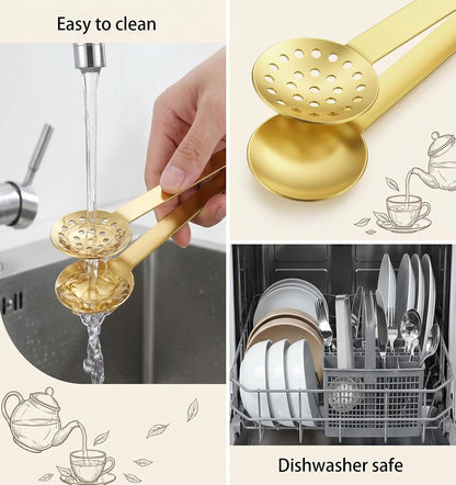2 Pack Tea Tongs, Tea Bag Squeezer for Hot & Cold Teas | Stainless Steel, Easy-Squeeze Design, Rust-Proof, Ergonomic Grip