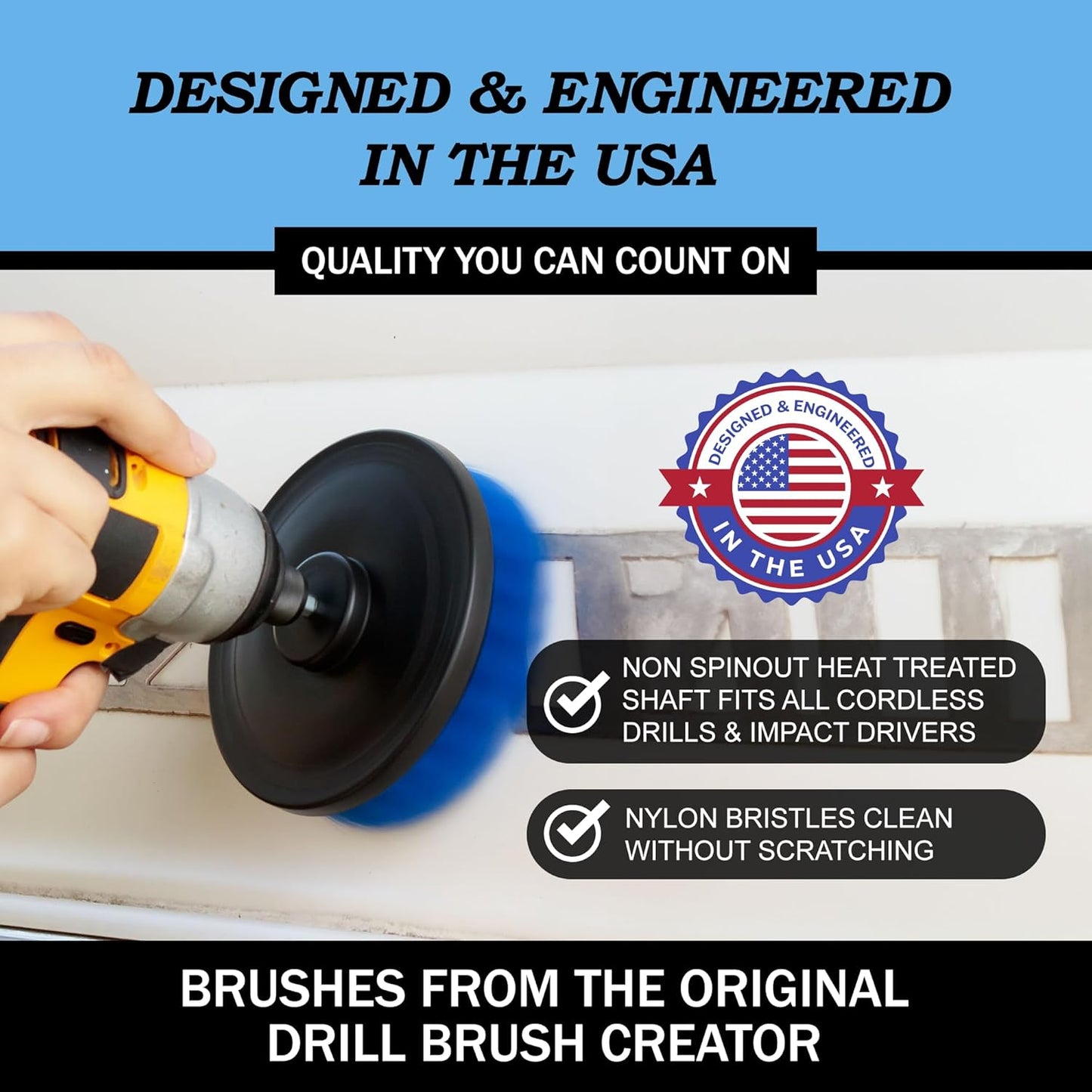 Cordless Power Spin Scrubber Drill Attachment - Electric Dish Scrubber Spin | Medium Drill Brush Attachments for Cleaning Tile, Grout, Dishes, Pots, Pans, Air Fryers, Fish Tanks, Boat Seats & Boat Hulls