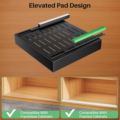 Pull out Cabinet Organizer, 21"Deep, Heavy Duty Full-Extension Slide out Drawers for Kitchen Cabinets with Nano Adhesive, Roll Out Shelf Sliding Cabinet for Pots, Bathroom, Pantry, Under Sink, White