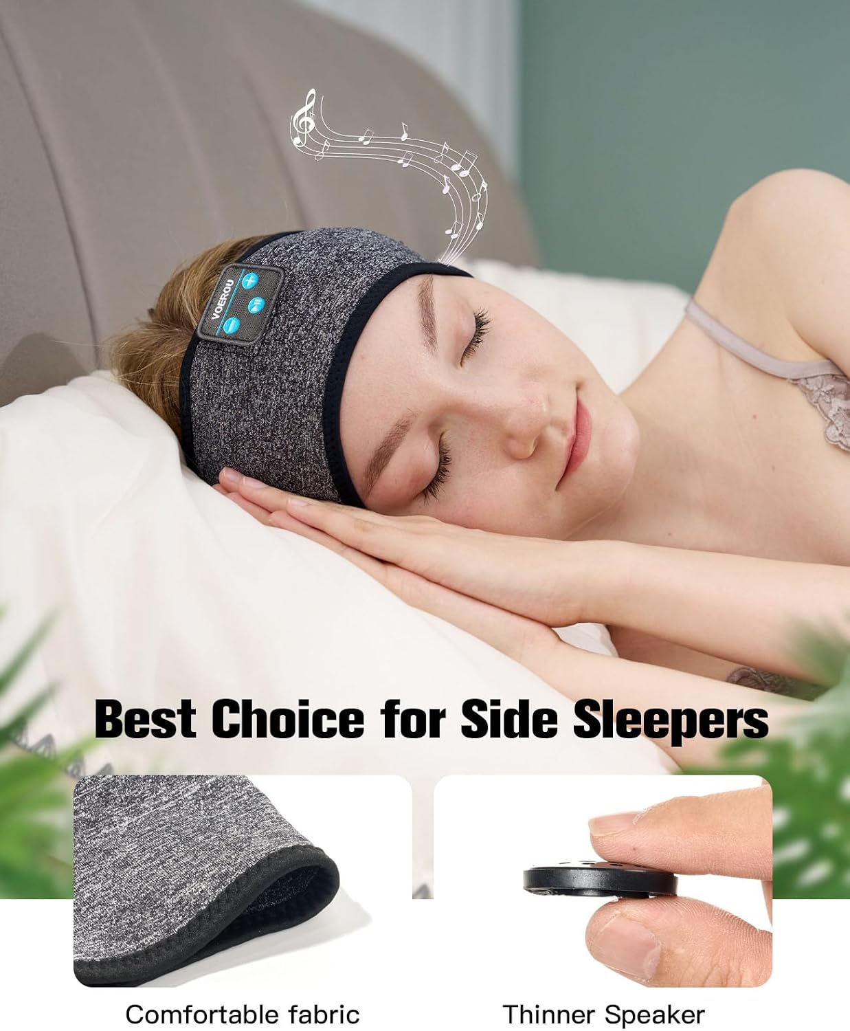Voerou Sleep Headphones Bluetooth 5.4 Headband, Breathable Sports Headband Sleeping Headphones Eye Mask Music Earbuds, Perfect for Sleep Exercises Workout Yoga Travel, Cool Tech Gadgets Gifts for Men