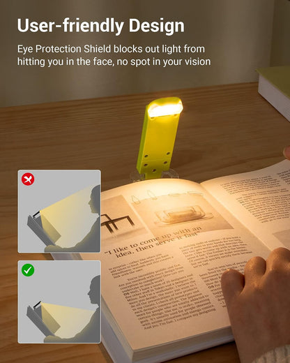 DEWENWILS USB Rechargeable Book Reading Light, 3000K Warm White, Brightness Adjustable Clip on LED Bookmark Lamp at Night in Bed, Portable Booklight for Bookworms, Kids