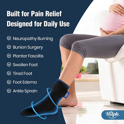 Hilph Ice Pack Socks for Full Foot Pain Relief, Hot Cold Therapy Socks | Flexible Gel, Reusable Cooling Socks, Toe Pain, Plantar Fasciitis, Hot Feet, Chemotherapy, Postpartum Recovery, Easy Slip On