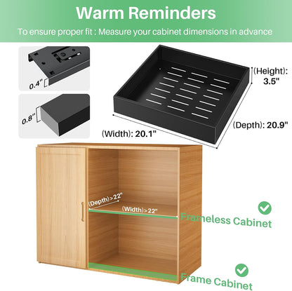 Pull out Cabinet Organizer, 21"Deep, Heavy Duty Full-Extension Slide out Drawers for Kitchen Cabinets with Nano Adhesive, Roll Out Shelf Sliding Cabinet for Pots, Bathroom, Pantry, Under Sink, White