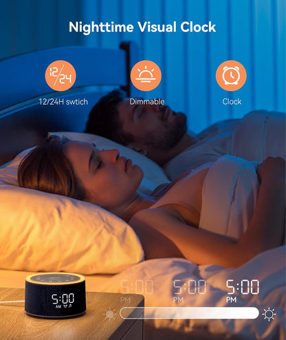 Dreamegg D1+ Sound Machine Alarm Clock, 29 Soothing Sounds with Night Light