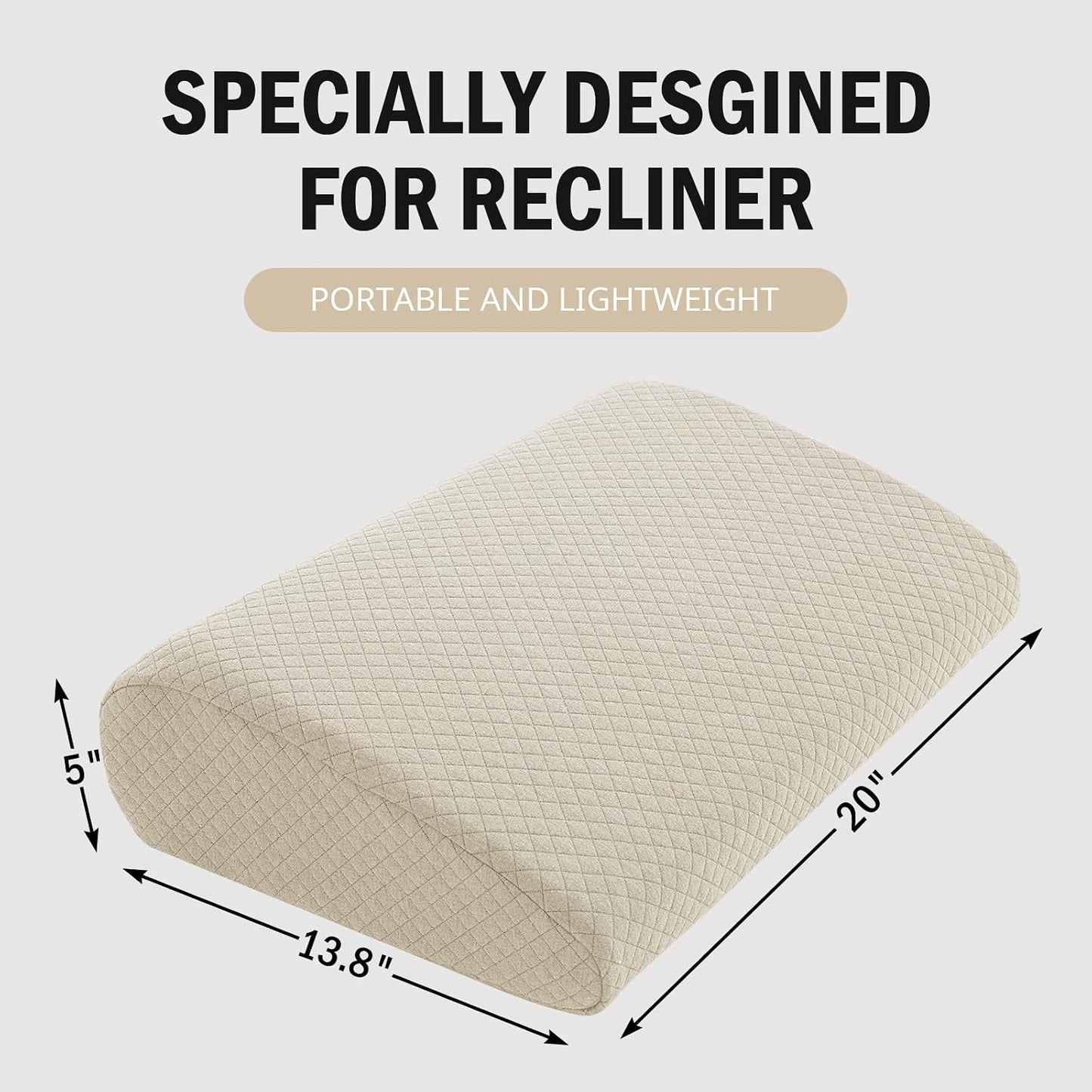 HOMBYS Lumbar Support Pillow for Recliner Chair, Memory Foam Back Support Cushion for Elderly,Extra Large Lumbar Support Pillow,Thick Backrest for Home Reading (Grey, 20“x13.5"x5")