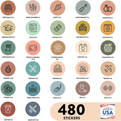 Andaz Press Colorful 7 Days of Week Stickers, Day Week Calendar Stickers for Adults Planner Day Dots Food Labels for Food Containers Date Calendar Planner Stickers Week Day Sticker Labels, 480-Pack