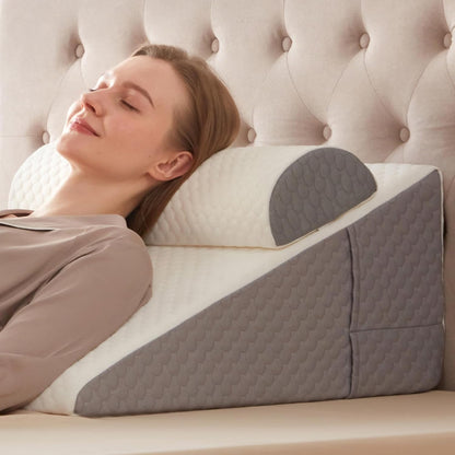 Queen Size Bed Wedge Pillow Headboard, Pillow Wedge for Headboard Gap(0-8") | Mattress Gap Filler Wedge, Stop Items Falling and Get Quality Sleep,Ergonomic Design, Non-Slip, Breathable(60"X10"X6")
