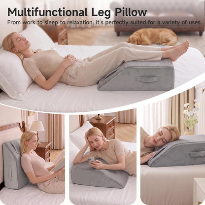 Wedge Pillow for Legs Elevation, 23.2x16.5x7.5in, White