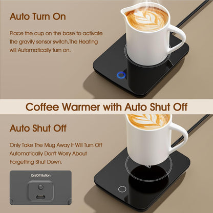 Misby Mug Warmer, Coffee Warmer for Desk Auto Shut Off Coffee Lovers Gift Ideas, Smart Coffee Cup Warmer with Gravity-Induction Coffee Mug Warmer for Desk Use Keep Beverages Coffee Warmer (White)