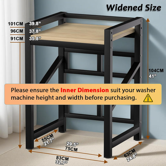 Over The Washer and Dryer Storage Shelf, Widen 29.5in & Height Adjustable | Space Saver Washer Dryer Stacking Rack Kit, 1.2mm Wall Thickness, 660lbs Capacity, for Laundry Room, Bathroom
