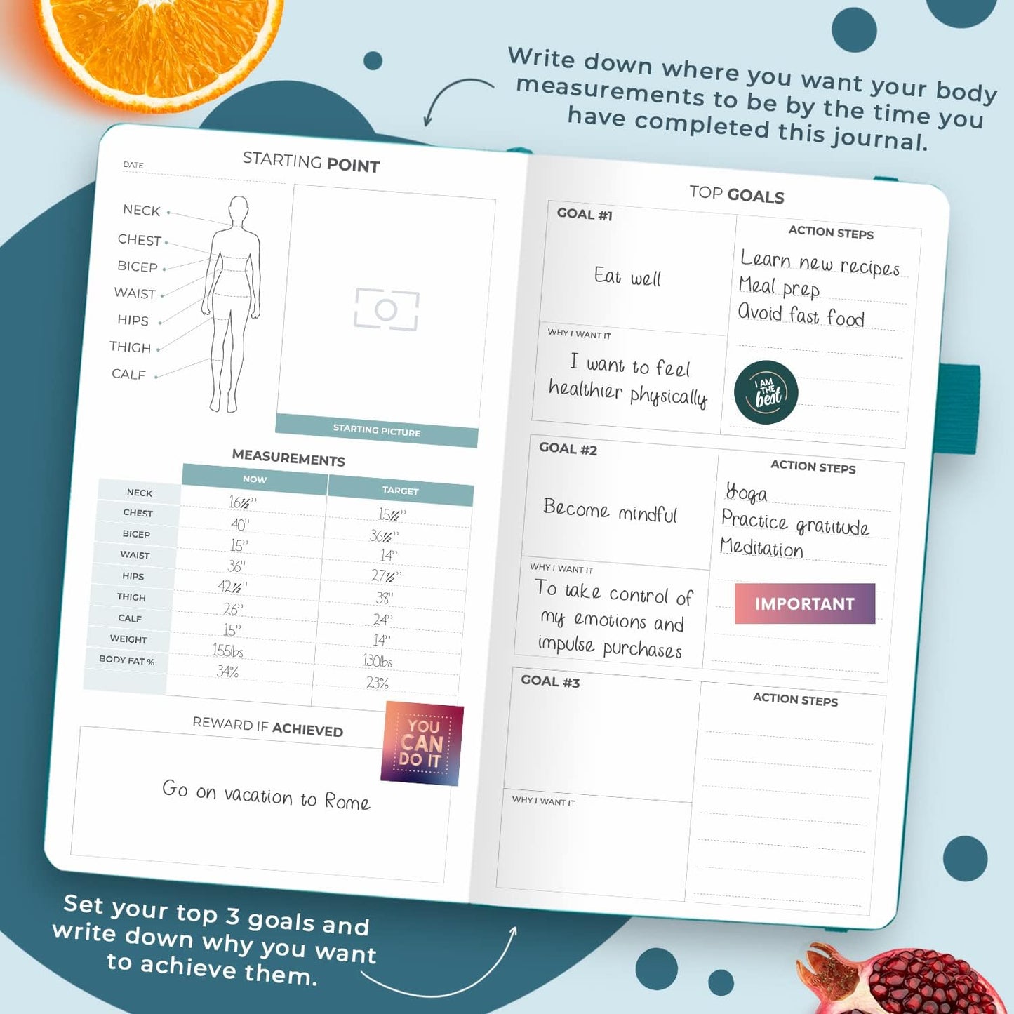 Clever Fox Wellness Planner & Food Journal for Weight Loss, A5 Orange | 5.8"x8.3" nutrition & exercise tracker for women tracking meals, diet & symptom diary, calorie counter notebook, stickers