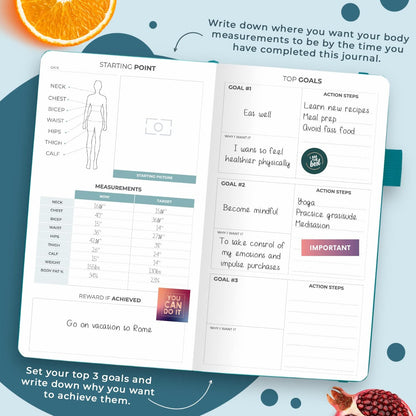 Clever Fox Wellness Planner & Food Journal for Weight Loss, A5 Orange | 5.8"x8.3" nutrition & exercise tracker for women tracking meals, diet & symptom diary, calorie counter notebook, stickers