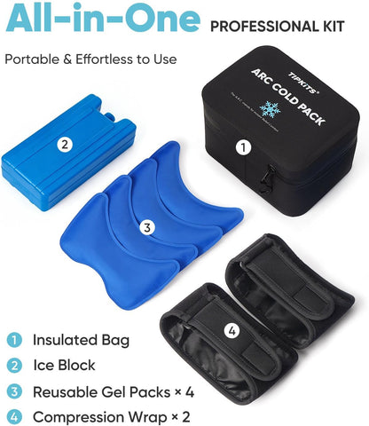 Reusable Ice Pack Wrap Kit for Knee, Long Lasting Cold Packs