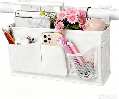 Lilithye Bedside Caddy, Bedside Storage Bag Hanging Organizer for Bunk Bed | Bed Caddy with Fixed Straps and Water Bottle Holder for Home, College Dorm, Bunk Bed, Hospital Bed and Crib Bed Rails