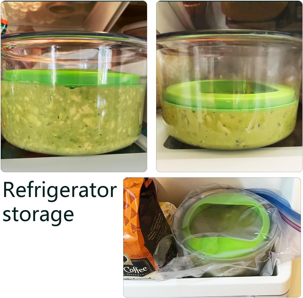 2 Pack Guacamole Keeper, With Green Airtight Lid And Avacado Multi-Functional Cutting Tool, Avocado Container, For Guacamole, Fruit, Salad Storage