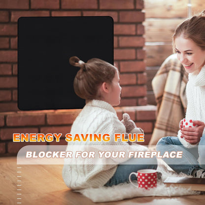 Magnetic Fireplace Cover, Draft Stopper for Brick Fireplace, Fireplace Flue Blocker with 16 Pieces Strong Magnets, Indoor Fireplace Blanket for Heat Loss, Winter and Summer, Black, 42x34 Inches