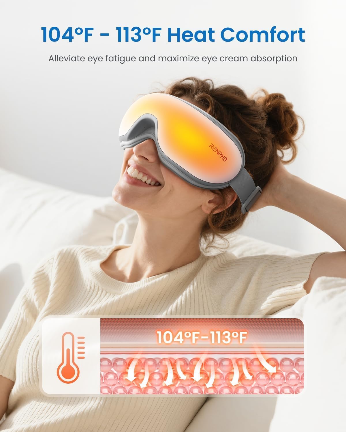 RENPHO Eyeris 1 Eye Massager with Heat, FSA Eligible HSA, Heated Eye Mask for Eye Strain, Dry Eyes & Head Tension, Relaxing Birthday Gifts for Women and Men