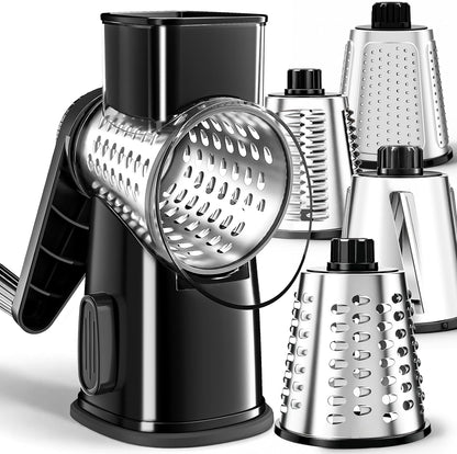 Weltonhm 4 in 1 Large Cheese Grater Hand Crank (White Grey 4 Graters)