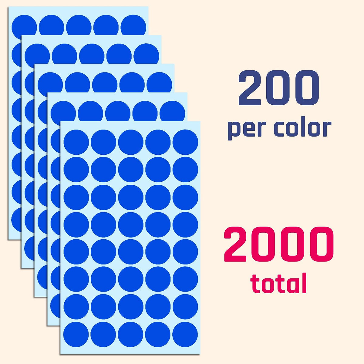 3/4" Round Colored Dot Stickers Labels - 10 Colors