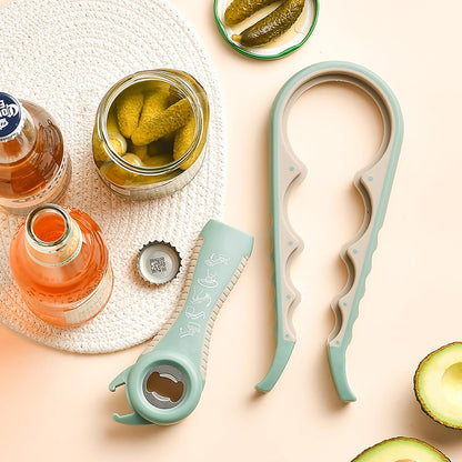 Jar Opener for Seniors with Arthritis,Jar Opener for Weak Hands,5-in-1 Bottle Opener,4-in-1 Can Opener (A-Blue)