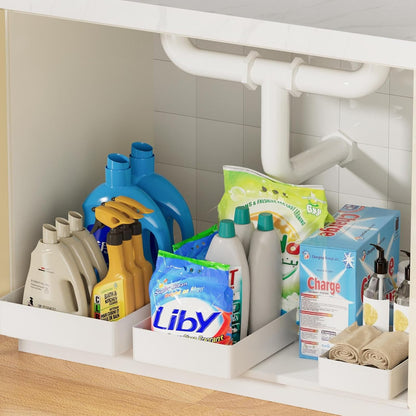 3 Pack Pull Out Drawers for Cabinets with Metal Slides, Easy to Install Cabinet Roll Out Shelves, Smooth Slide Out Drawers for Kitchen Cabinets with Nano Adhesive