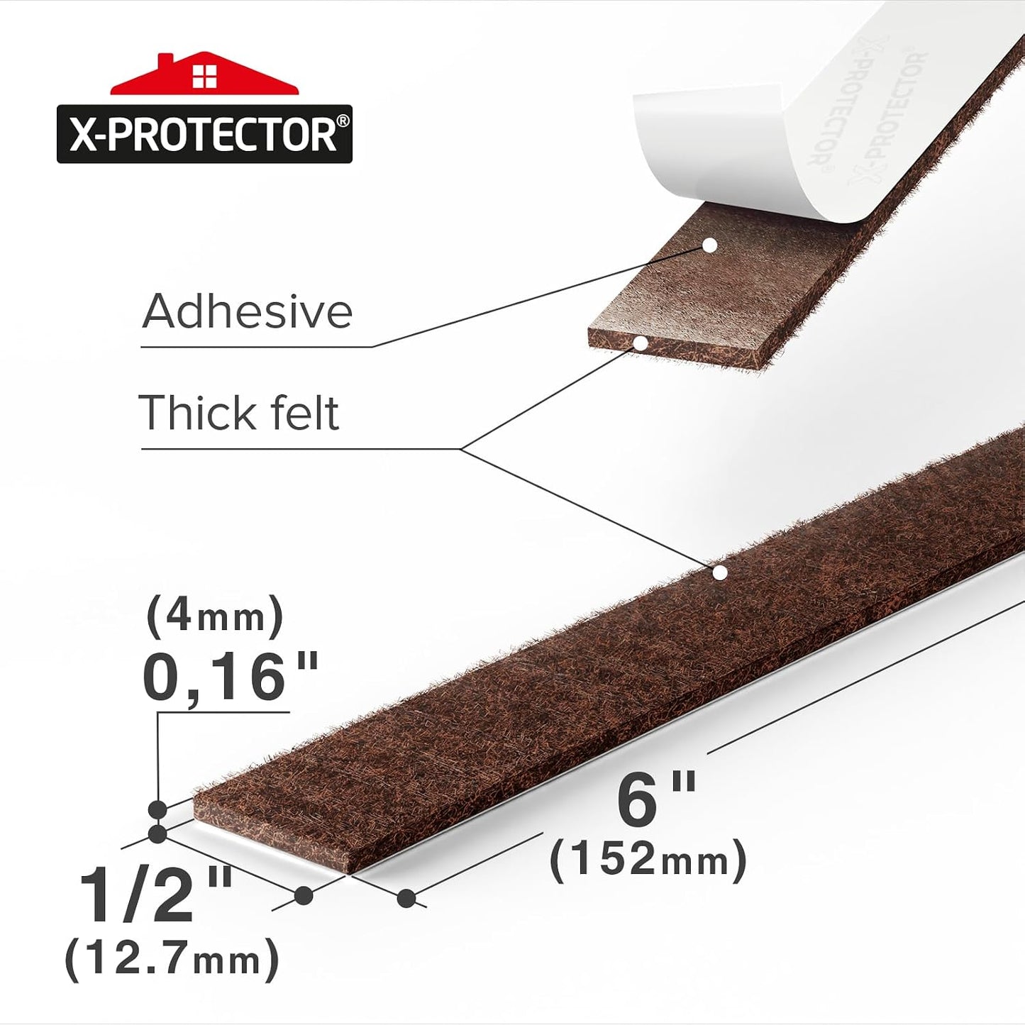 X-Protector Felt Furniture Pads - 20 PCS 6 x 1/2" - Premium Felt Strips | with Adhesive Backing - Rectangular Furniture Pads for Hardwood Floors - Cut Furniture Felt Pads to Size You Need! (Beige)