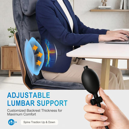 Back Massager with Soft Plush Fabric Cover, Massage Seat Cushion with 8 Vibration Motors & 2 Heating Levels, Chair Massager for Recliner, Office Chair, Sofa Use