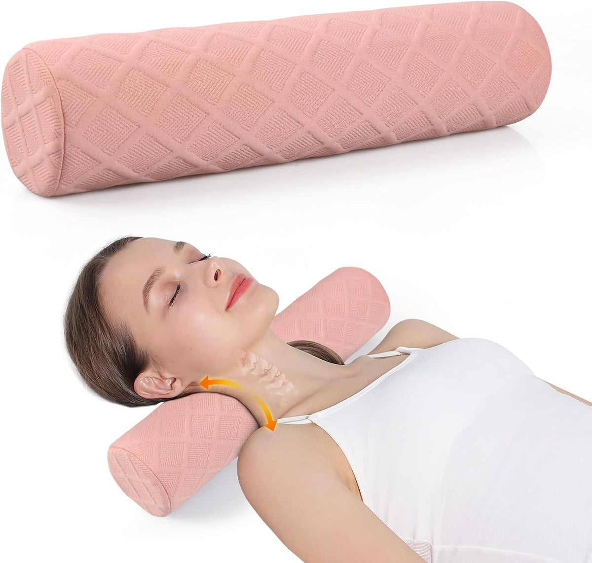 Cozyhealth 3.1" H Small Cervical Roll Pillow, Medium Soft Memory Foam Neck Round Pillow Cylinder Bolster Pillow for Sleeping, Round Neck Support for Bed, Legs, Back and Yoga (Grey, Small - 3.1" H)