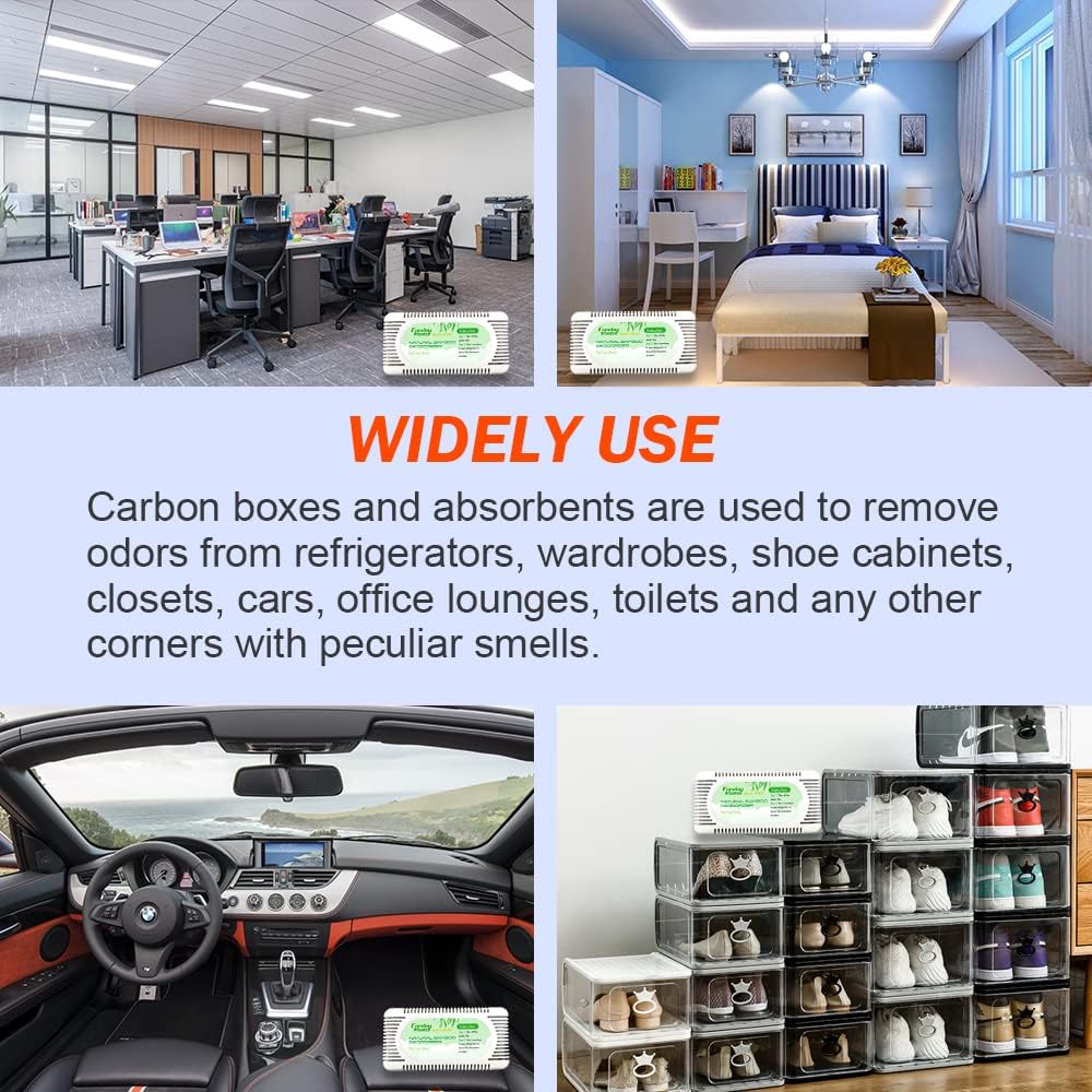 2Packs Fonday Bamboo Charcoal Refrigerator Deodorizer, Odor Eliminator | Reusable air freshener, More effective than baking soda, For fridges freezers, coolers & lunch Boxes