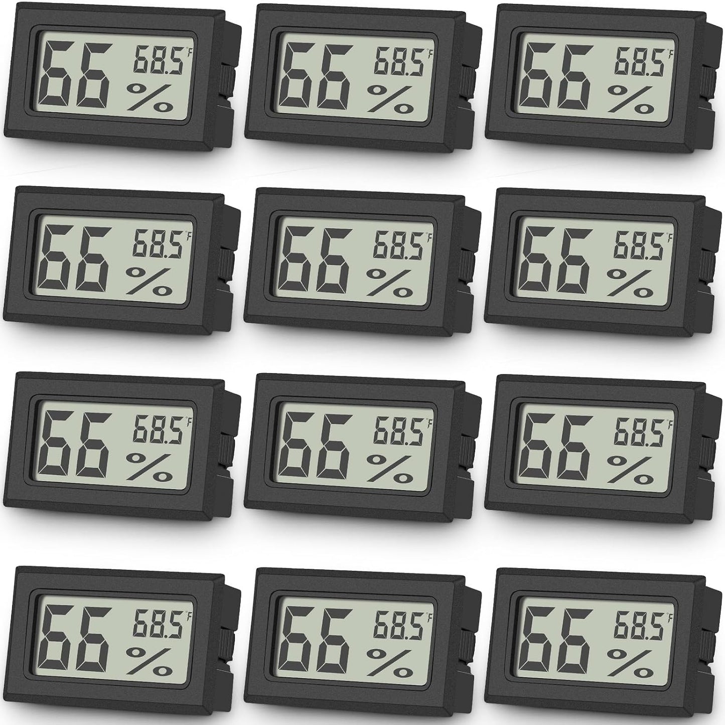 Vaikby 6-Pack Mini Digital Thermometer Hygrometer, Indoor Humidity Monitor, Temperature Humidity Gauge Meter with Fahrenheit (℉) for Greenhouse, Garden, Cellar, Closet, Fridge