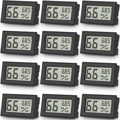 Vaikby 6-Pack Mini Digital Thermometer Hygrometer, Indoor Humidity Monitor, Temperature Humidity Gauge Meter with Fahrenheit (℉) for Greenhouse, Garden, Cellar, Closet, Fridge