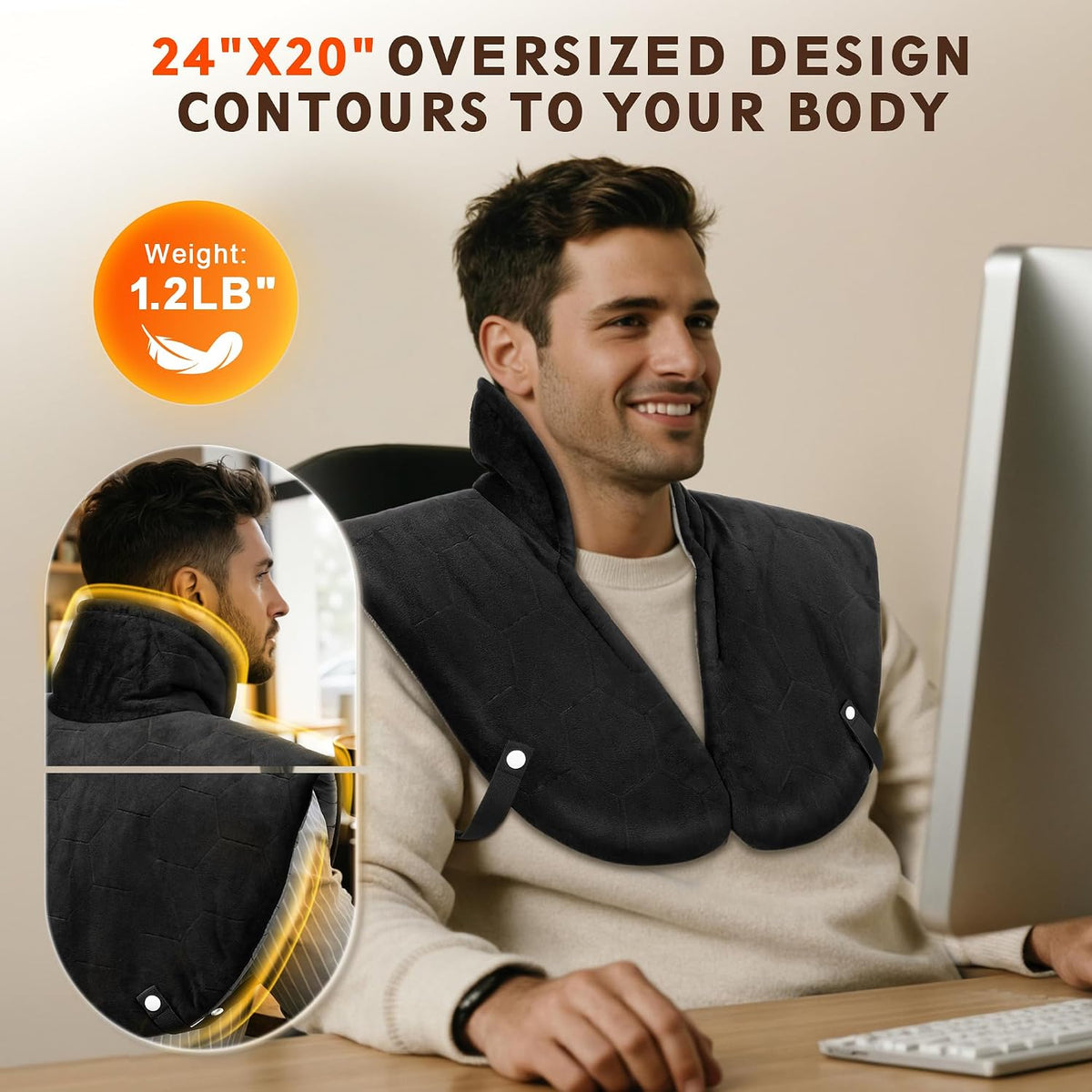 30s Fast Heating Pad for Neck Shoulders and Back, 6X Deeper Pain Relief