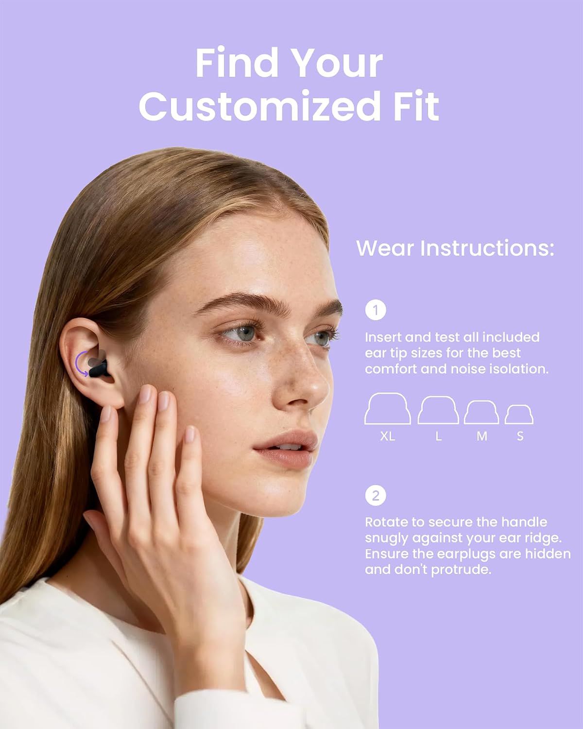 Ear Plugs for Sleeping Comfortable Mid Noise Cancelling Earplugs | All-night Wear without Ear Pain for Side Sleeper Patent Qufits Eartips 23dB Reusable Earplugs for Sleep, Travel - Black